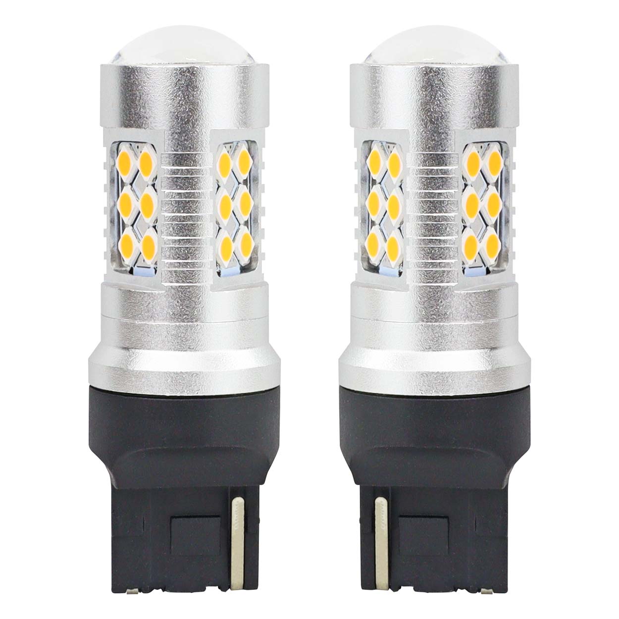Set becuri auto cu LED CANBUS, 3030, 24SMD, compatibil T20, 7440, WY21W, Portocaliu, 12V / 24V, destinat competitiilor auto sau off-road