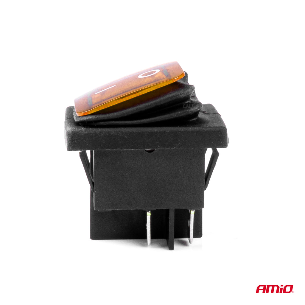 Intrerupator On/Off, 12/24V, dreptunghiular, waterproof, iluminat culoare Galben, destinatie auto, utilitare, Off-Road, ATV, SSV, QUAD