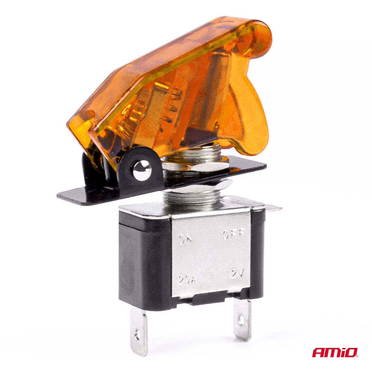 Comutator iluminat (intrerupator) cu protectie, destinatie auto, moto, ATV, SSV, Off-Road, model "TOP GUN", tensiune 12V - 24V, culoare Orange