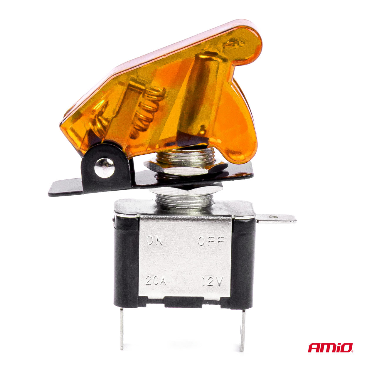 Comutator iluminat (intrerupator) cu protectie, destinatie auto, moto, ATV, SSV, Off-Road, model "TOP GUN", tensiune 12V - 24V, culoare Orange