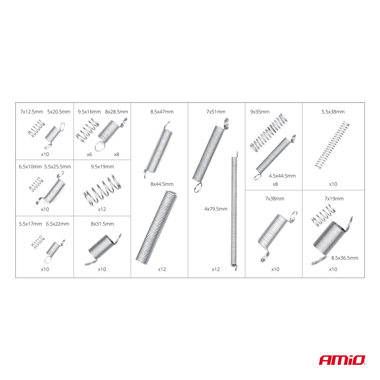 Set 200 arcuri de compresie si extensie de diferite dimensiuni pentru reparatii