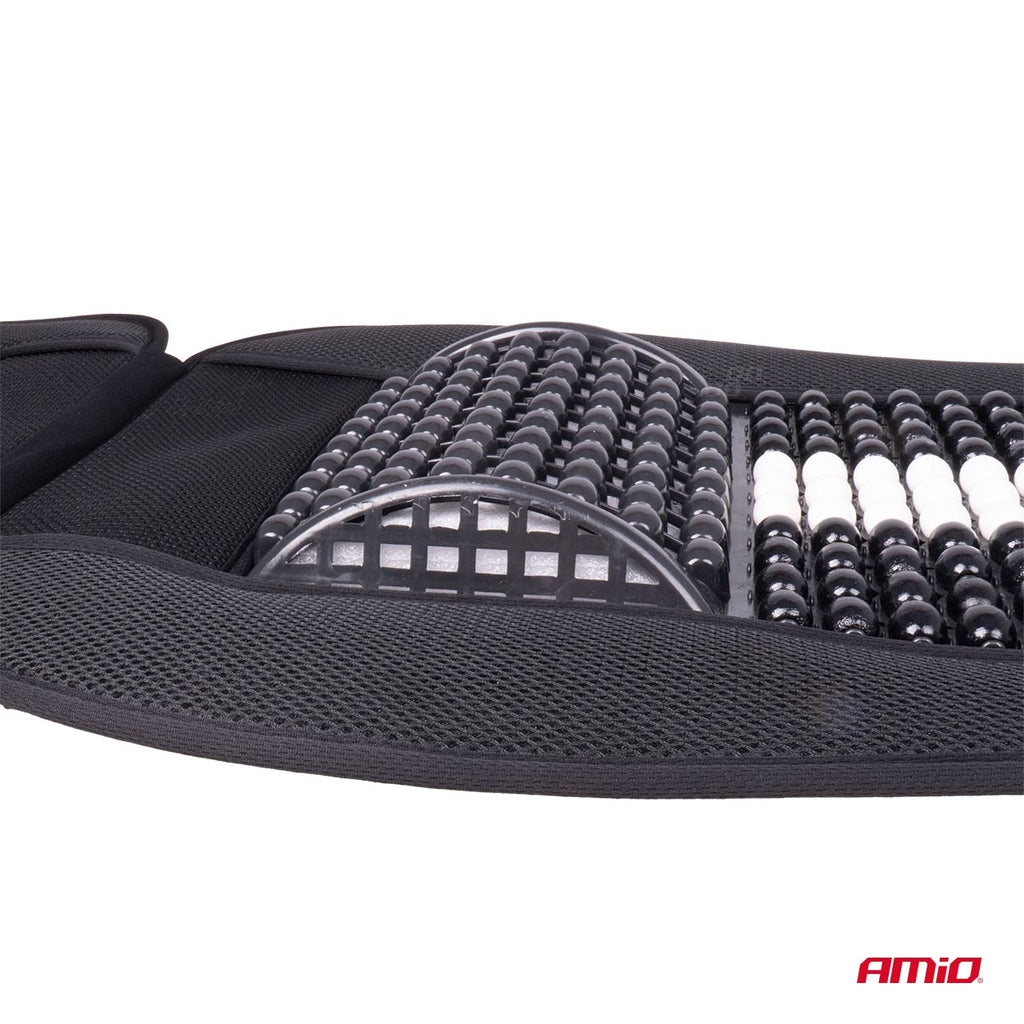 Husa scaun auto cu bile de masaj, suport lombar si tetiera, dimensiuni 131 x 46 cm, culoare Neagra