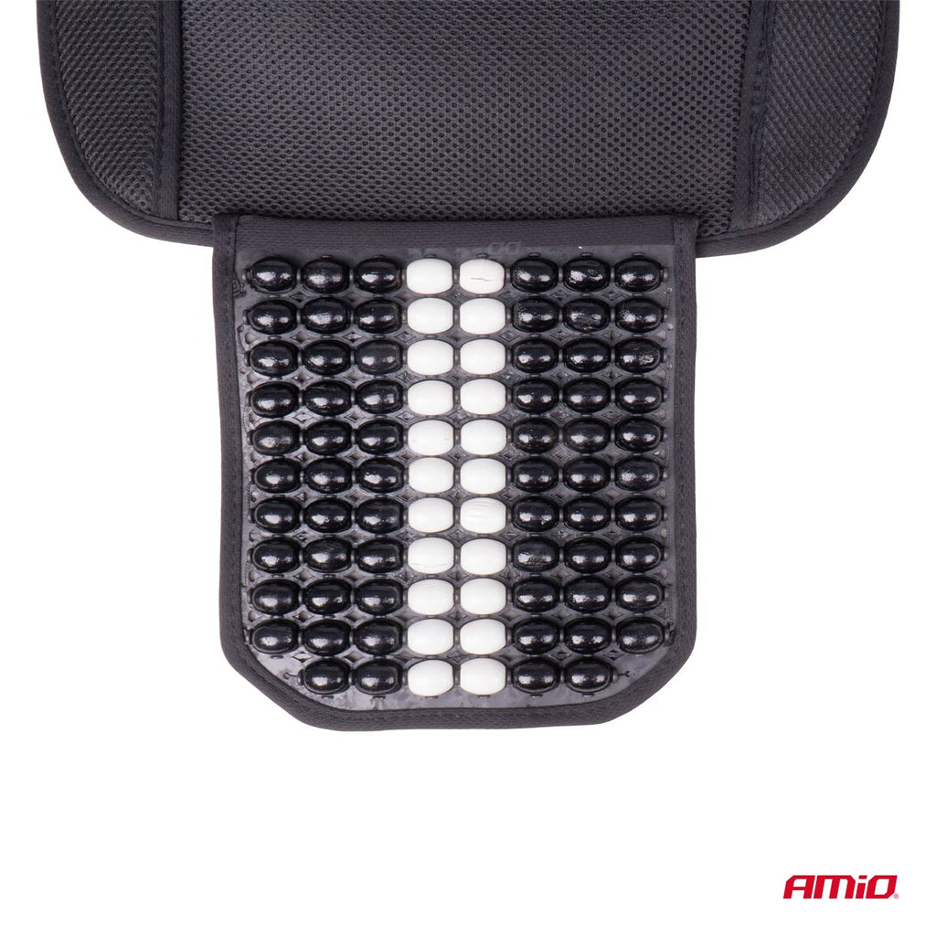 Husa scaun auto cu bile de masaj, suport lombar si tetiera, dimensiuni 131 x 46 cm, culoare Neagra