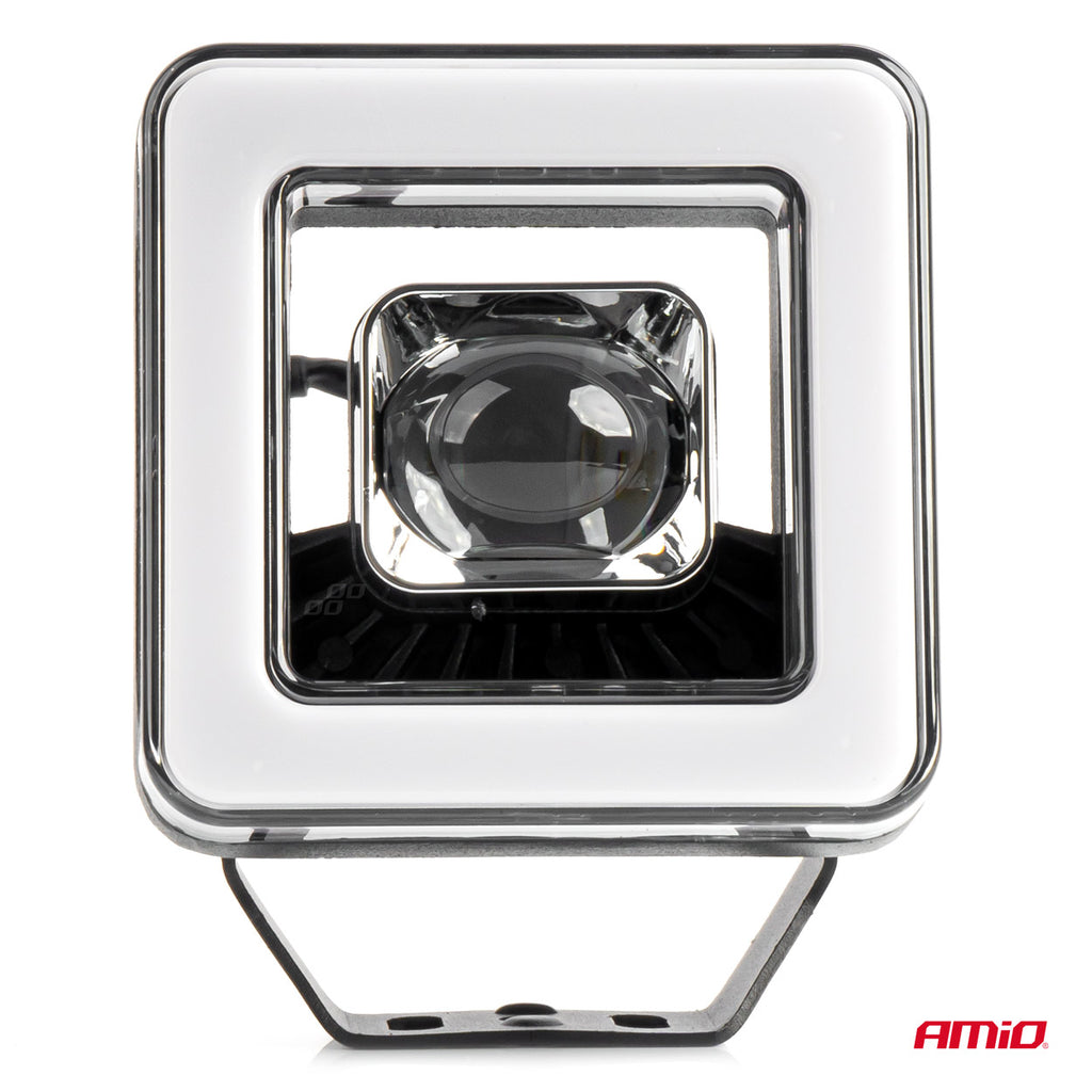 Proiector LED cu Angel Eye model AWL57, pozitie, semnalizare, faza lunga/scurta, pentru Off-Road, ATV, SSV, putere 45W, 8000lm, tensiune 9-36V, dimensiuni 114,5 x 114,5 x 51 mm