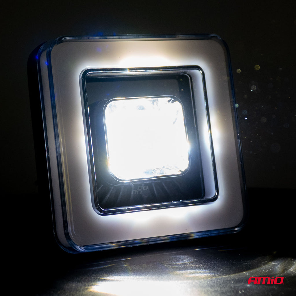 Proiector LED cu Angel Eye model AWL57, pozitie, semnalizare, faza lunga/scurta, pentru Off-Road, ATV, SSV, putere 45W, 8000lm, tensiune 9-36V, dimensiuni 114,5 x 114,5 x 51 mm