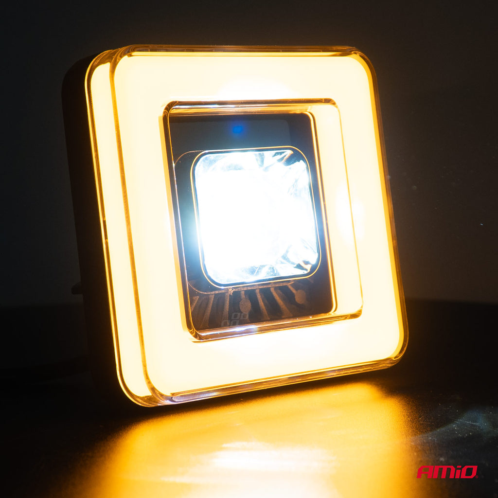 Proiector LED cu Angel Eye model AWL57, pozitie, semnalizare, faza lunga/scurta, pentru Off-Road, ATV, SSV, putere 45W, 8000lm, tensiune 9-36V, dimensiuni 114,5 x 114,5 x 51 mm