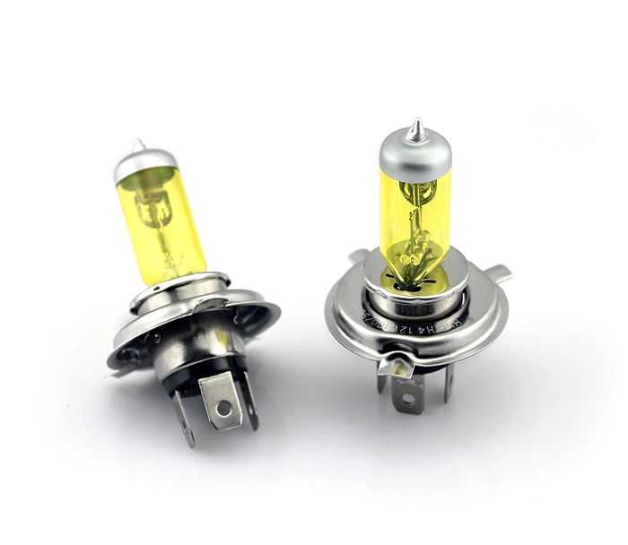 Set 2 becuri H4 (P43) pentru proiectoare de ceata, culoare galbena, 12V, 55W