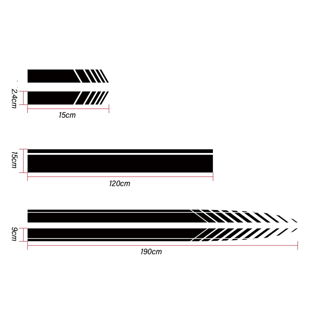 Set 5 stickere autoadezive Tuning, model "Racing Stripes V1", dimensiune 190 cm, culoare Neagra