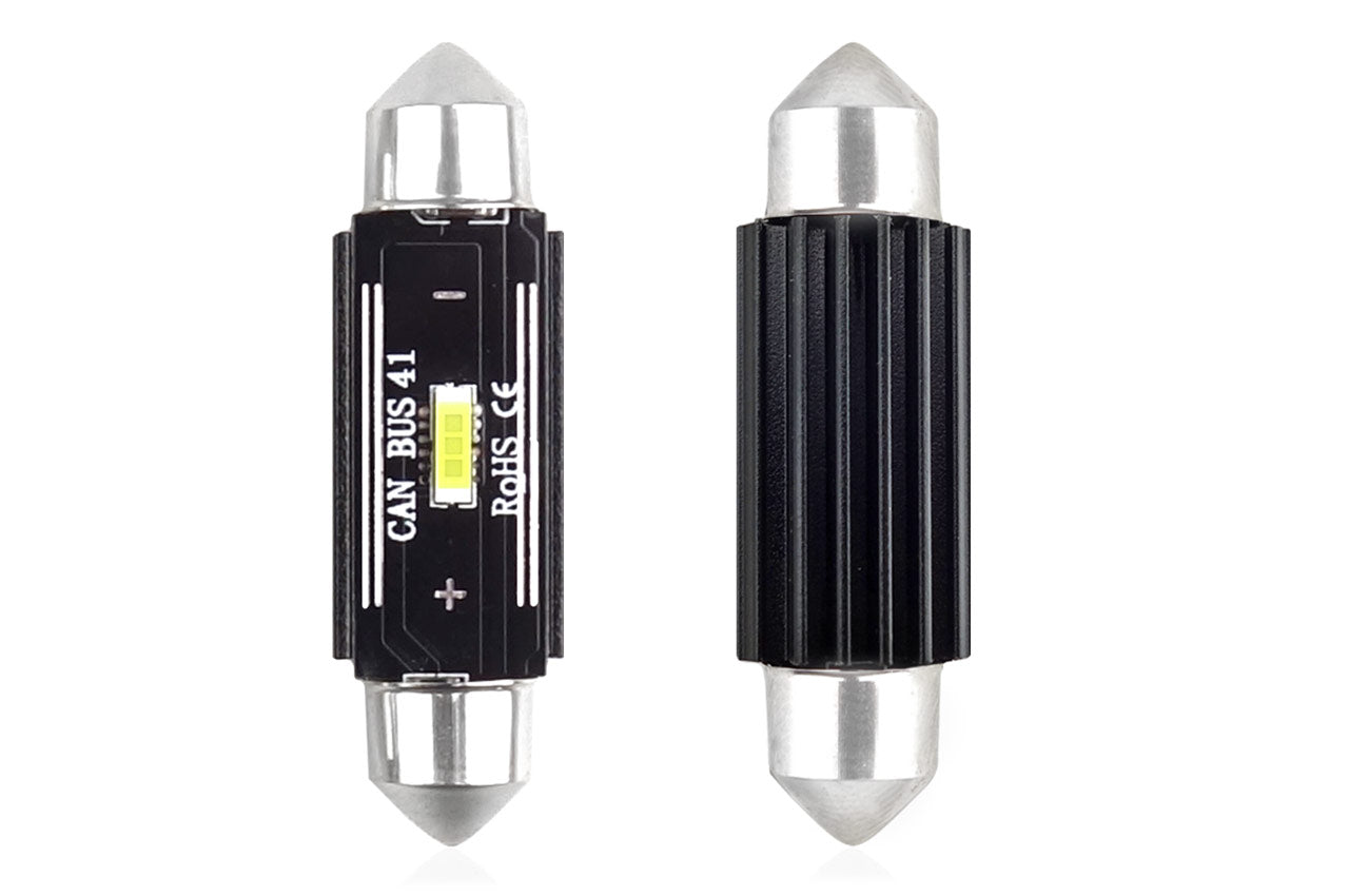 Set becuri auto cu LED CANBUS sofit compatibil C5W 1 SMD 41mm Alb 12/24V, destinat competitiilor auto sau off-road