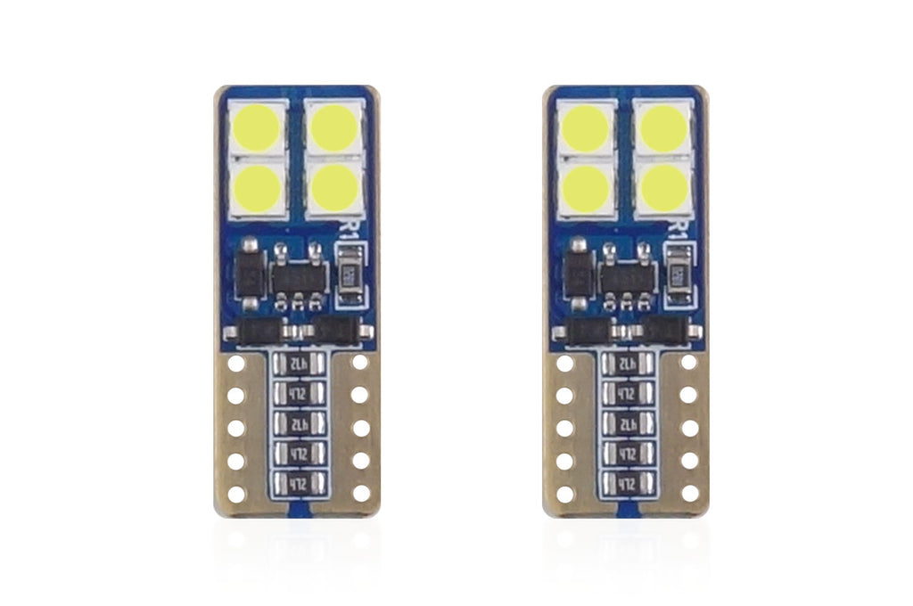 Set becuri auto cu LED CANBUS compatibil T10e W5W 8 SMD Alb 12/24V, destinat competitiilor auto sau off-road