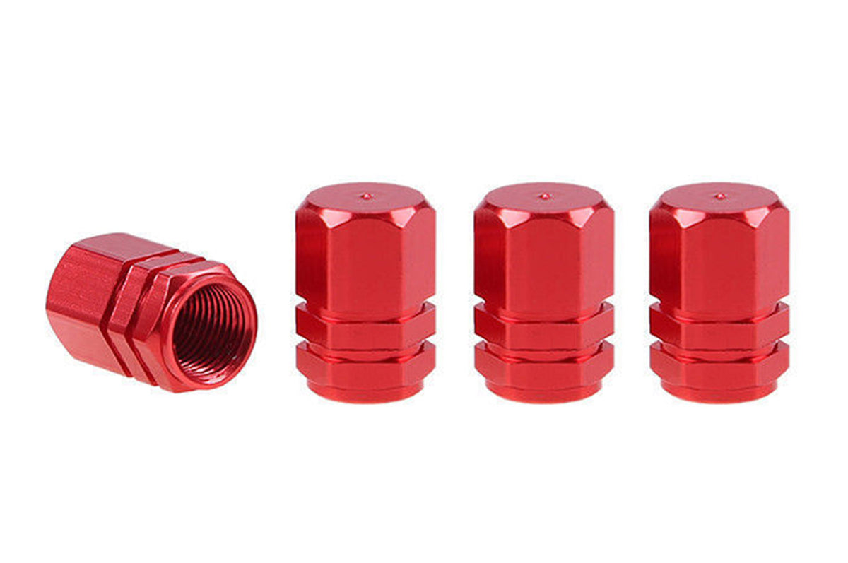 Set capacele auto pentru ventil hexagon rosu 4 buc
