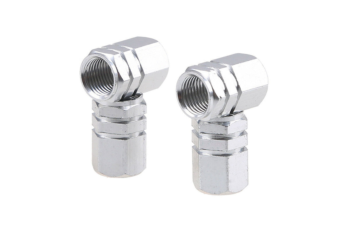 Set capacele auto pentru ventil hexagon argintiu 4 buc