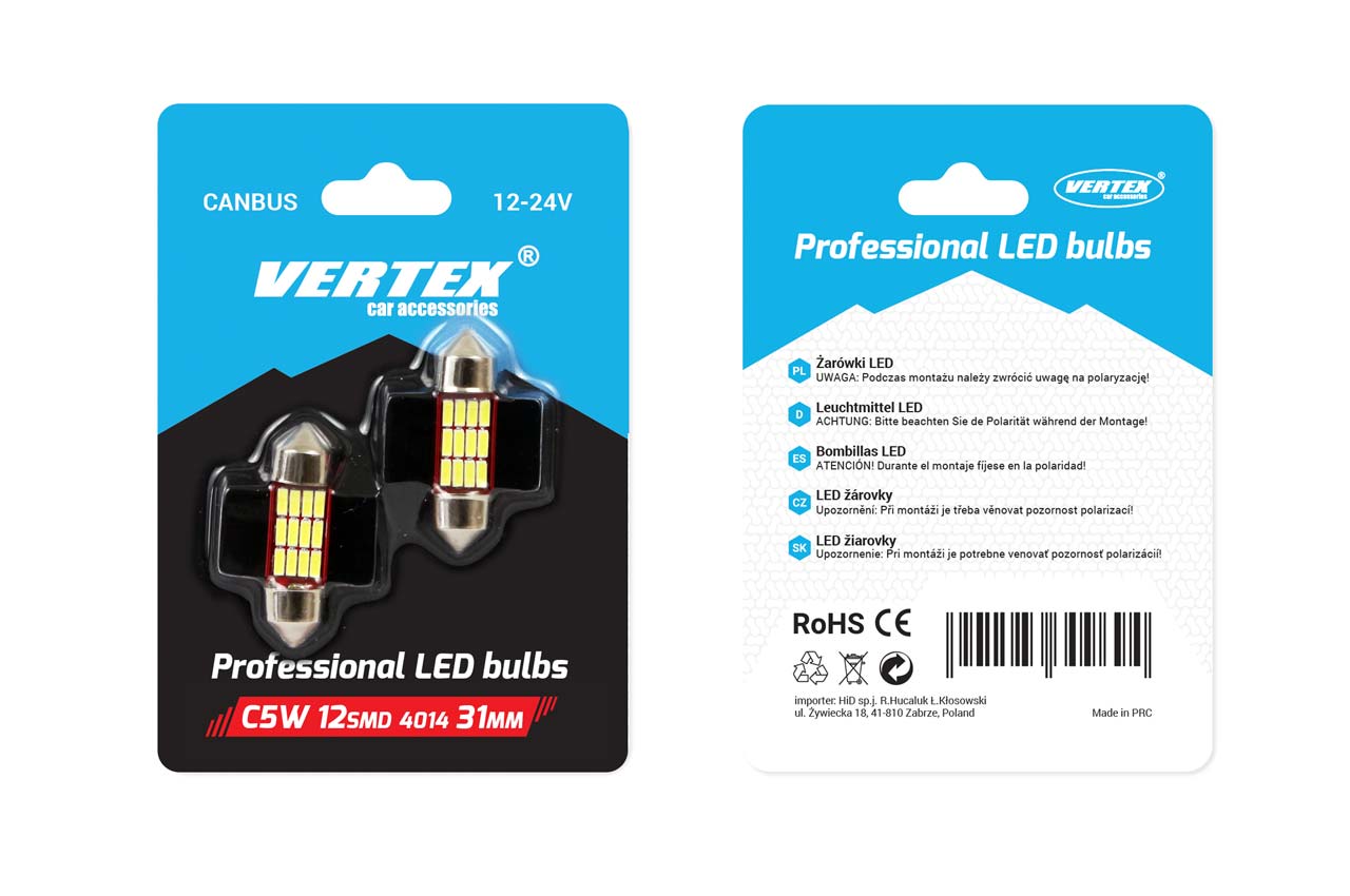 Set becuri auto cu LED CANBUS sofit compatibil C5W 12 SMD 31mm Alb 12/24V, destinat competitiilor auto sau off-road