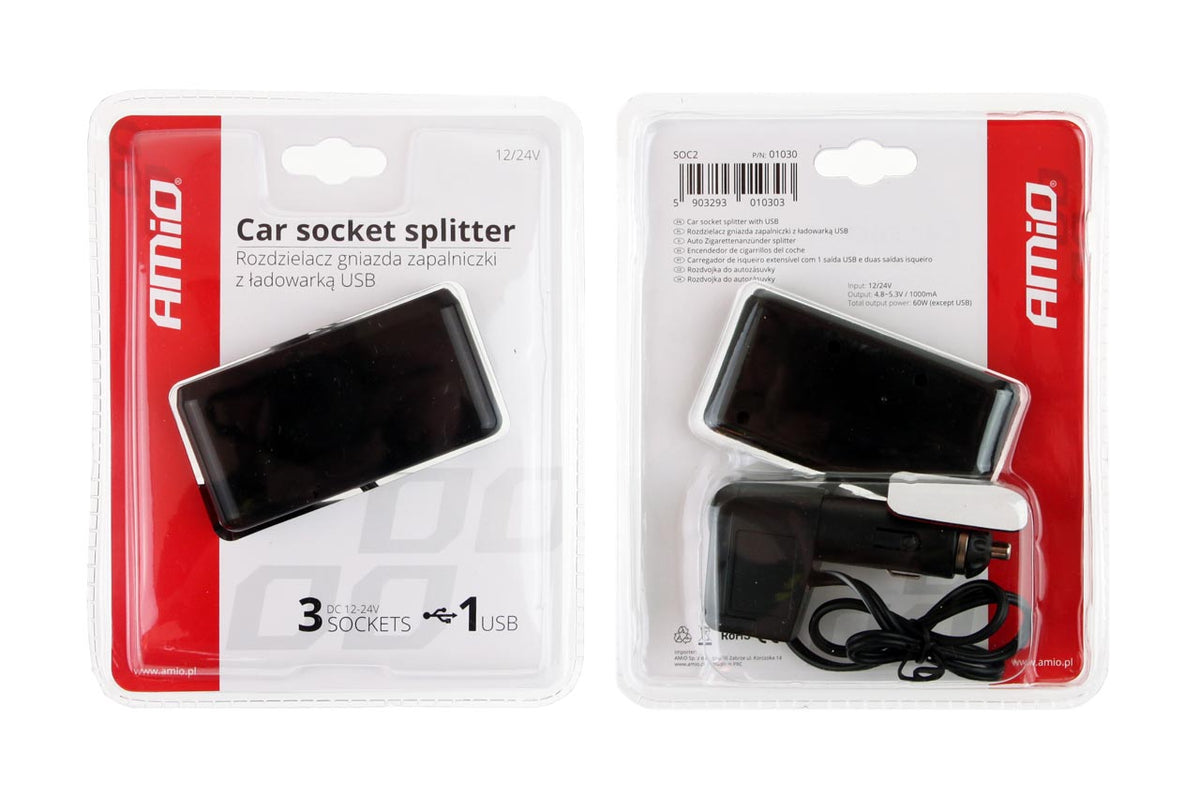 Splitter bricheta auto SOC2 3+1 USB