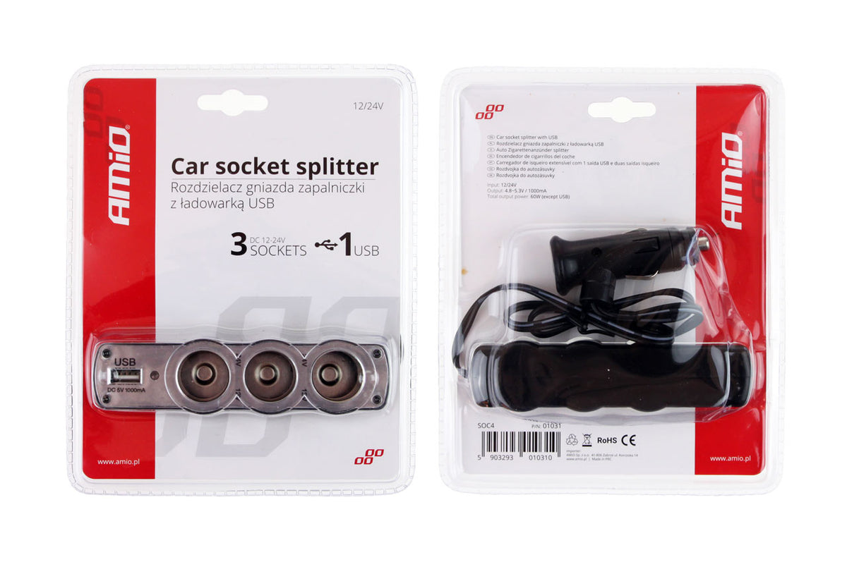 Splitter bricheta auto SOC4 3+1 USB