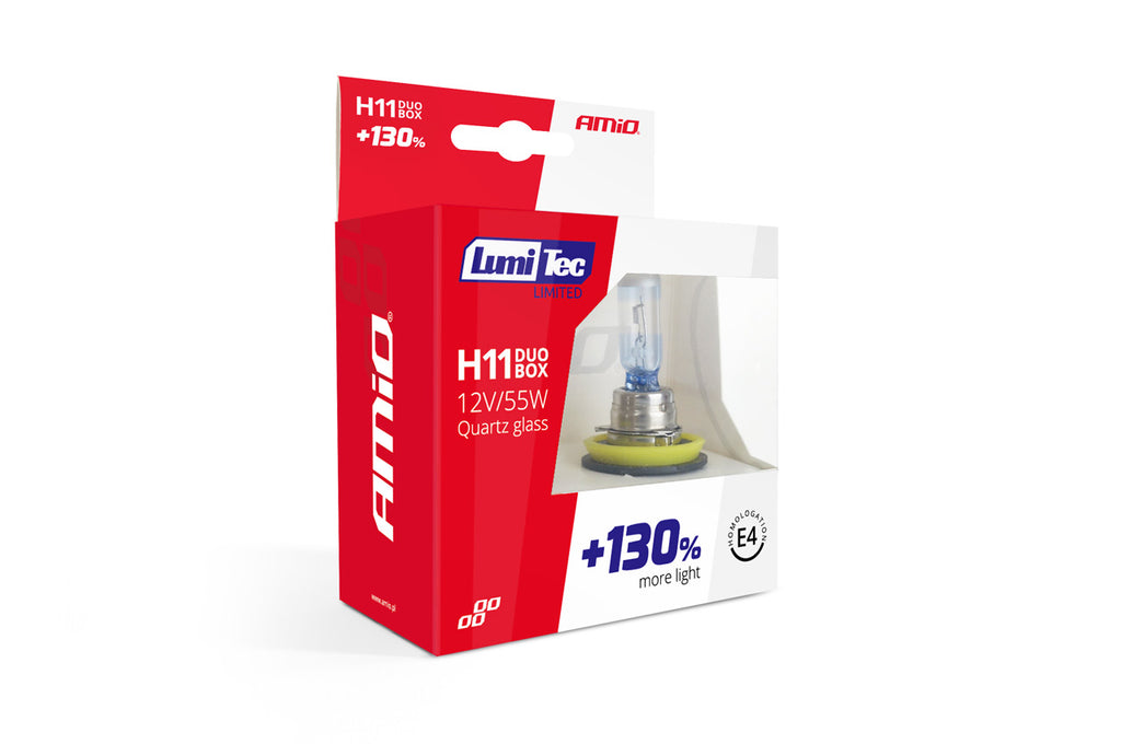 Set becuri cu halogen H11 12V 55W LumiTec LIMITED + 130% DUO BOX
