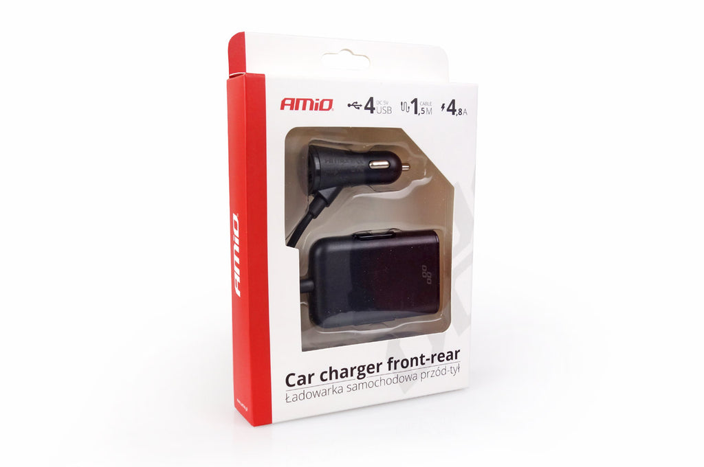 Incarcator auto fata-spate cu cablu 4xUSB
