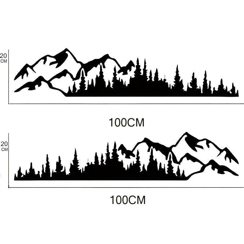 Set 2 stickere autoadezive pentru vehicule Off Road, model "Forest & Mountains", dimensiune 100 x 20 cm, culoare Neagra