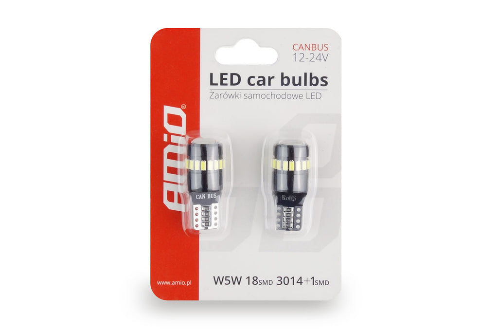 Set becuri auto cu LED CANBUS compatibil T10 W5W 19 SMD Alb 12V, destinat competitiilor auto sau off-road