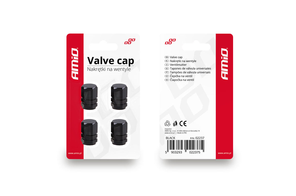 Set capacele auto pentru ventil hexagon negru 4 buc