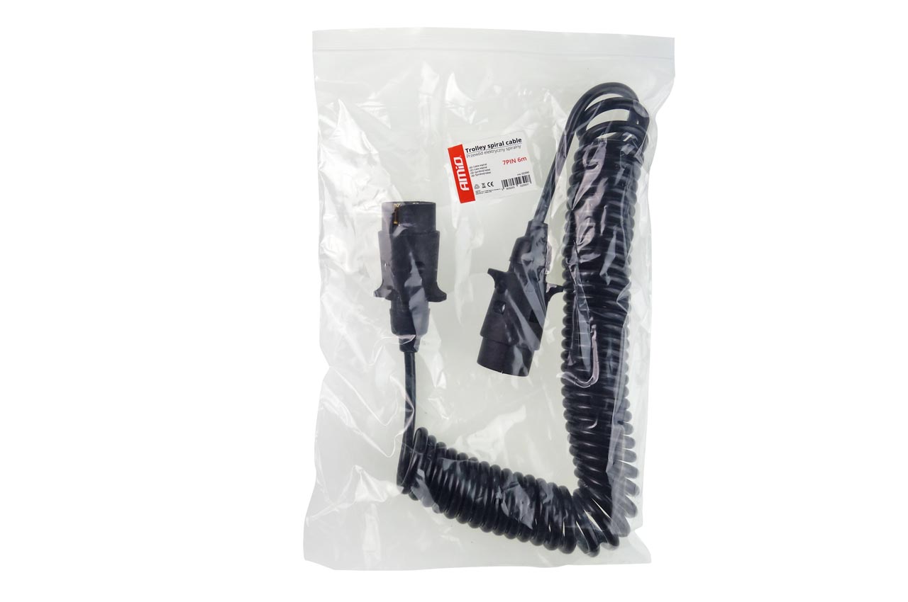 Cablu electric pentru remorca spiralat cu prize 7PIN 12V 6m