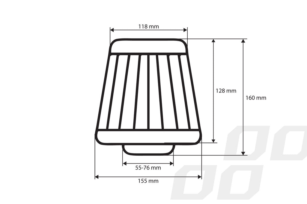 Filtru de aer conic rosu + chrome  cu 3 adaptoare