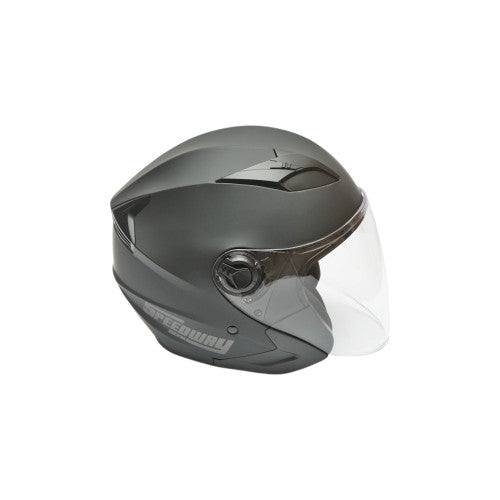Casca moto tip jet neagra cu viziera transparenta si ochelari de soare, marimea L, model Urban
