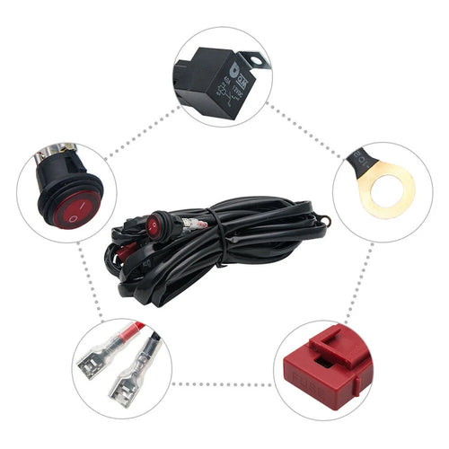 Cablaj cu intrerupator, releu si siguranta pentru montarea barelor sau a proiectoarelor LED