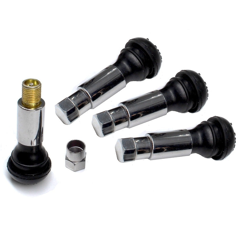 Set 4 Valve Metalice Cromate cu capac hexagonal