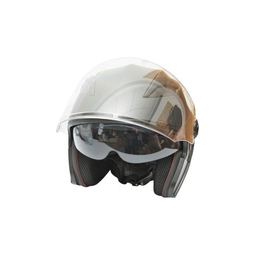 Casca moto tip jet neagra cu viziera transparenta si ochelari de soare marimea XL, model Urban