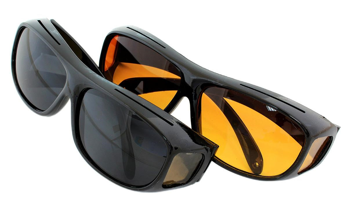 Set 2 perechi ochelari de condus pe timp de zi, noapte sau ceata HD VISION