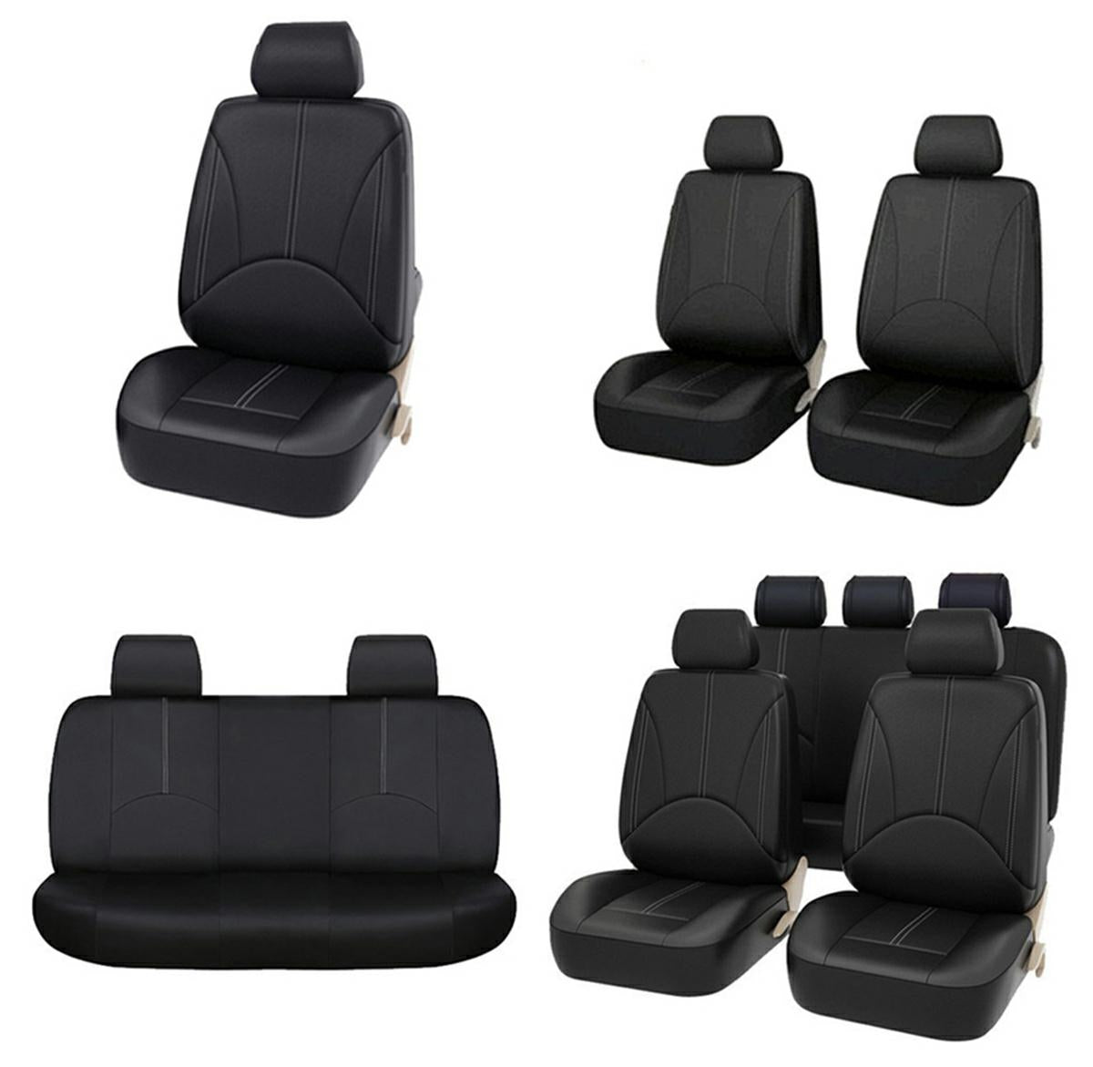 Set 11 huse scaun auto UNIVERSALE din piele ecologica NEGRU AG338E
