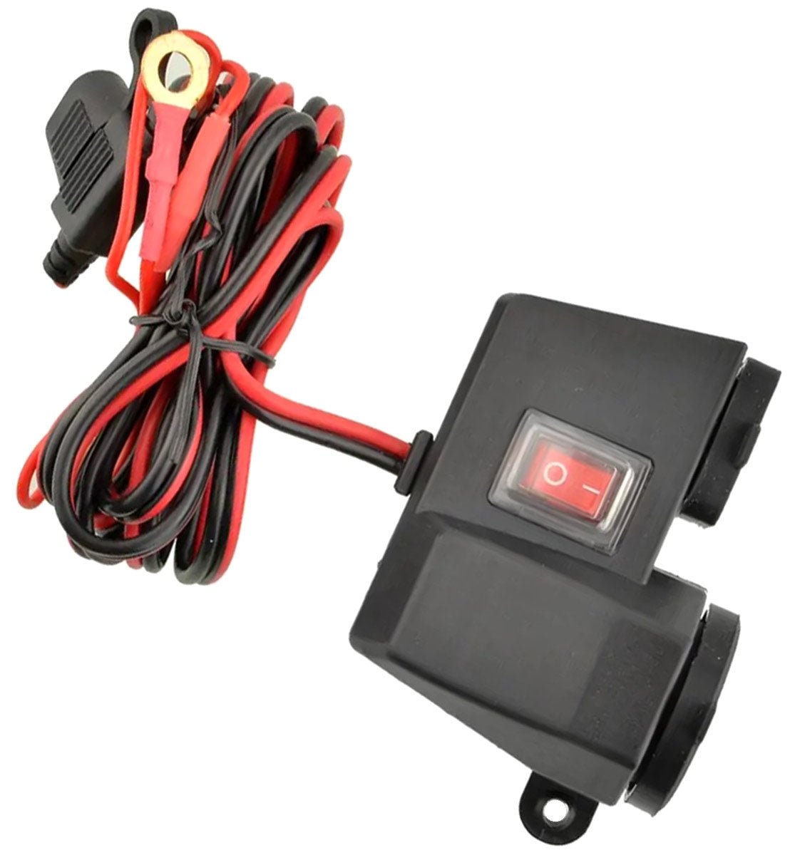 Priza de bricheta suplimentara, waterproof, 12V, 10A, cu 2 porturi incarcare USB, 5V, 2,1A, cu destinatie Moto, ATV, SSV, Quad, Off-Road