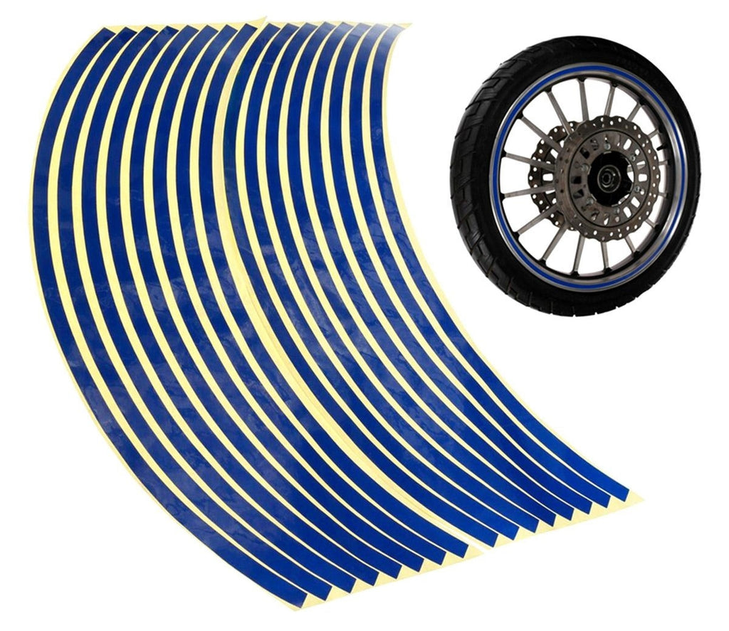 Set 16 ornamente Reflectorizante pentru jante auto, moto, culoare Albastra