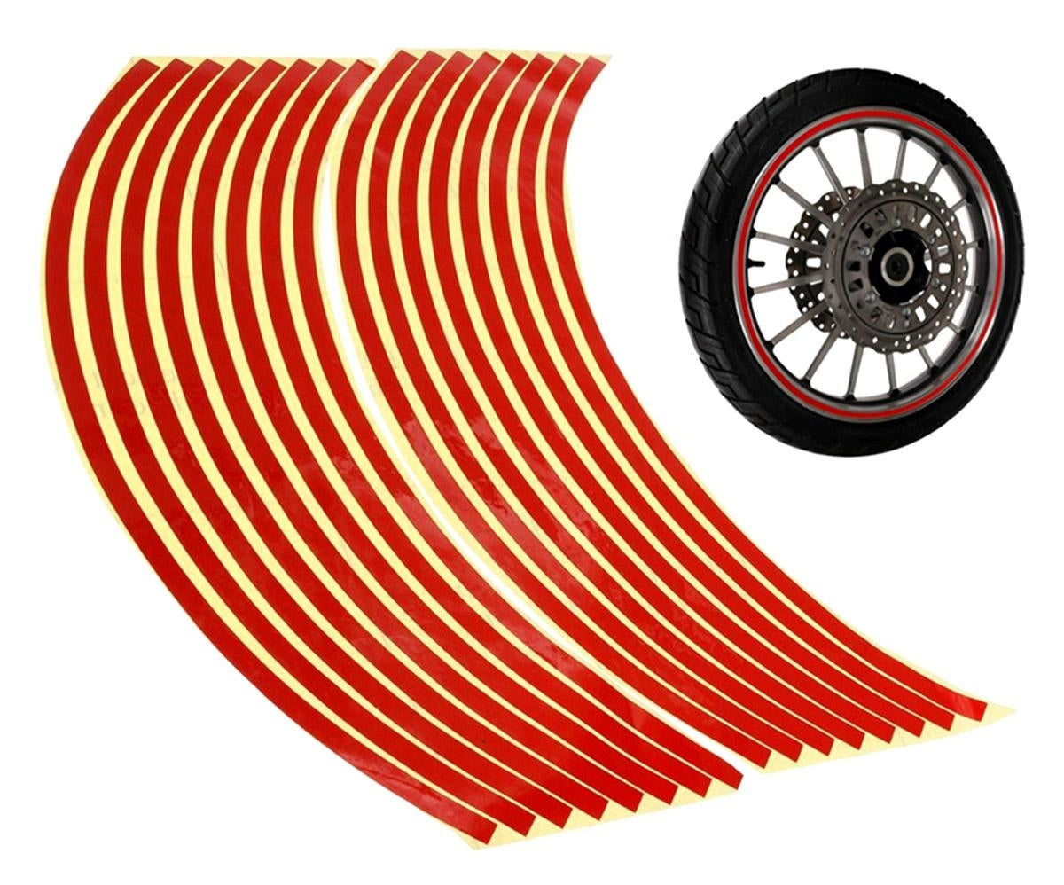 Set 16 ornamente Reflectorizante pentru jante auto, moto, culoare Rosie