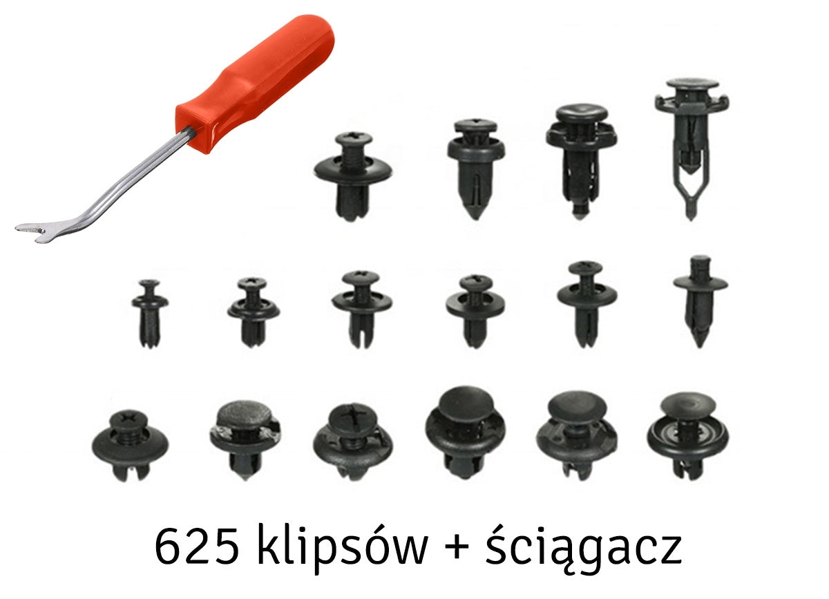 Set 625 clipsuri auto universale pentru montaj cu extractor inclus