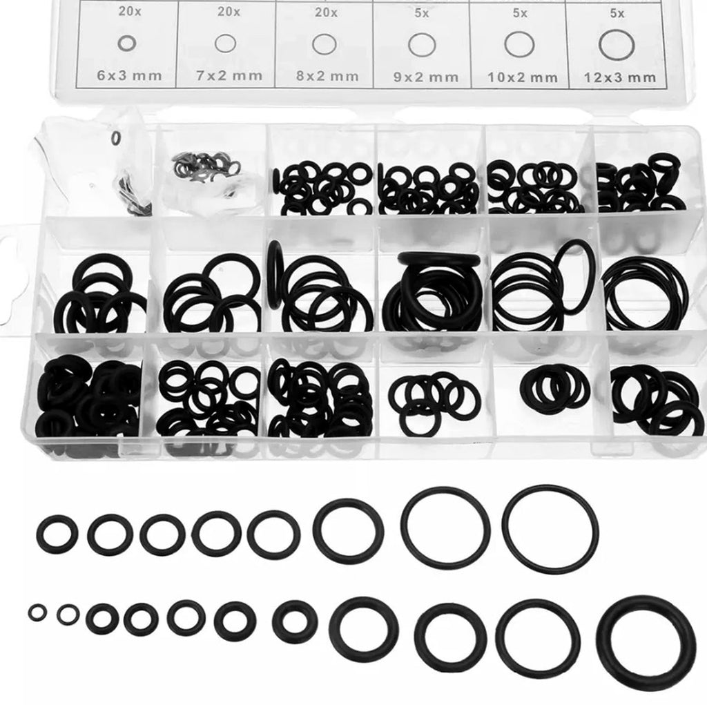 Set 225 de garnituri din cauciuc "O-Ring" rezistente la ulei, 18 tipuri/dimensiuni