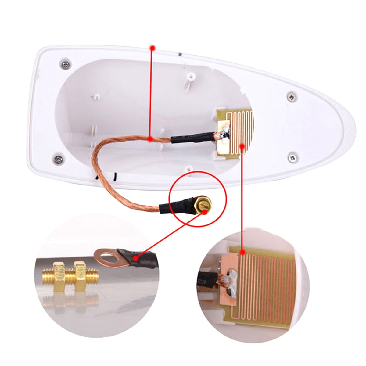 Antena auto activa AM - FM tip "SHARK TAIL" culoare ROSU