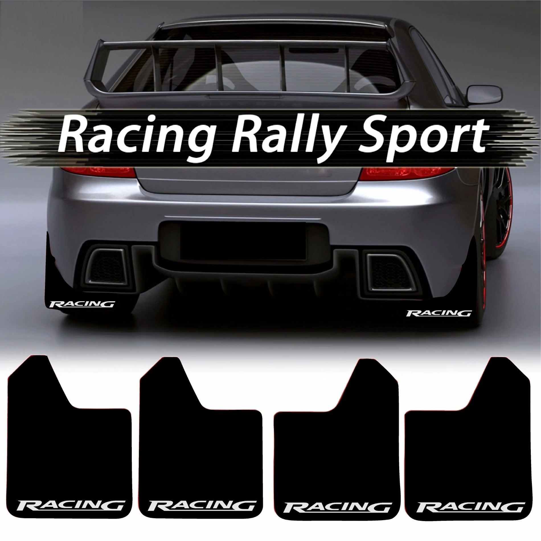 Set 4 Aparatori Noroi SPORT din cauciuc pentru autoturisme, universale,  model Racing, dimensiune 30 x 23cm
