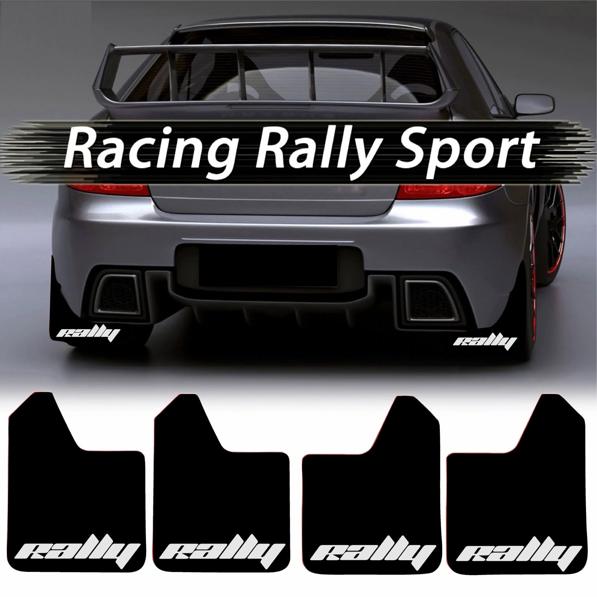 Set 4 Aparatori Noroi SPORT din cauciuc pentru autoturisme, universale,  model Rally, dimensiune 30 x 23cm