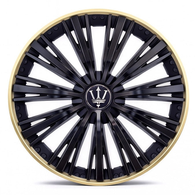 Set 4 capace roti VELAR Trident Gold/Black, design multi-spoke Premium, ABS rezistent, Universal, pentru jante R16