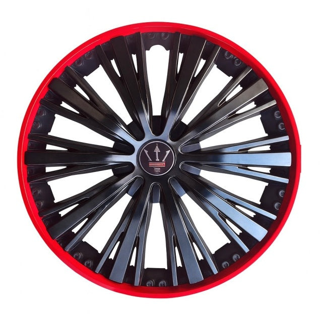 Set 4 capace roti VELAR Pulse Red, design Sport cu accente rosii, ABS rezistent, Universal, pentru jante R15
