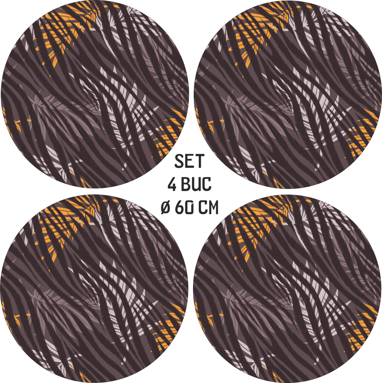 Set 4 Folii Imprimate Outdoor cu EcoSolvent, autoadezive, pentru decorarea jantelor auto, dimetru 60 cm, model FJT-03
