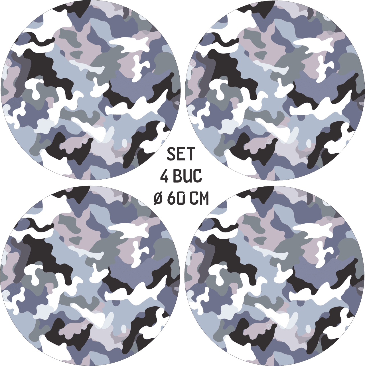 Set 4 Folii Imprimate Outdoor cu EcoSolvent, autoadezive, pentru decorarea jantelor auto, dimetru 60 cm, model FJT-08