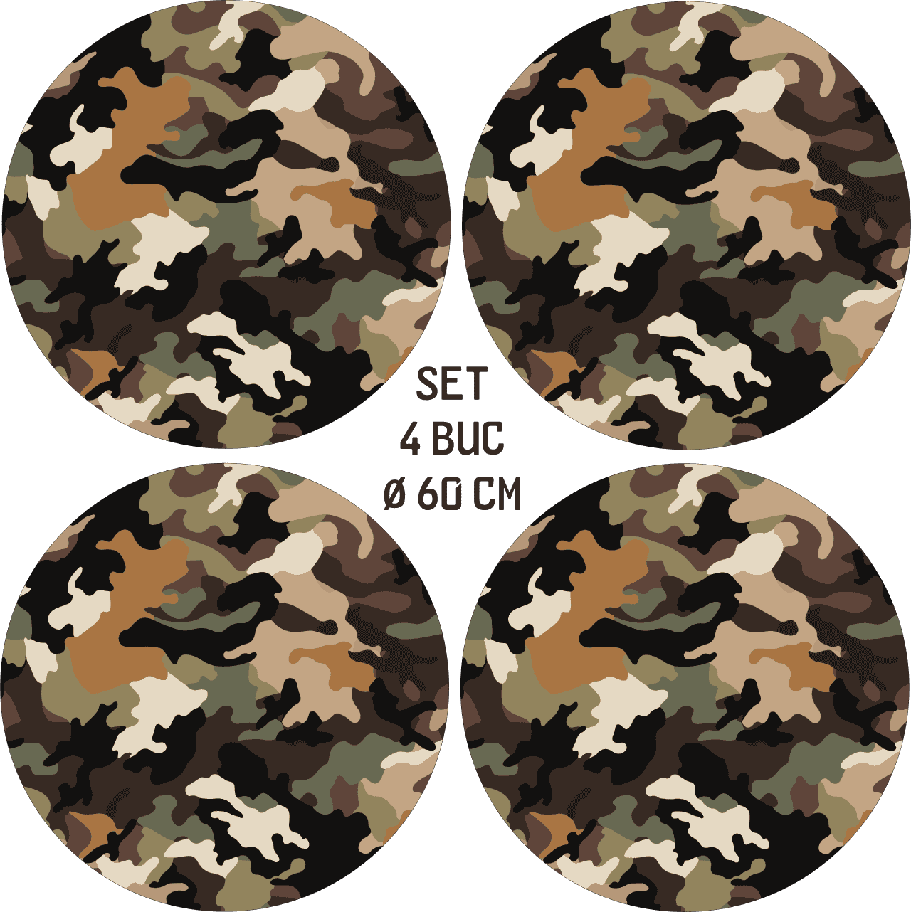 Set 4 Folii Imprimate Outdoor cu EcoSolvent, autoadezive, pentru decorarea jantelor auto, dimetru 60 cm, model FJT-10