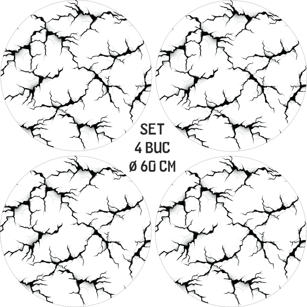 Set 4 Folii Imprimate Outdoor cu EcoSolvent, autoadezive, pentru decorarea jantelor auto, dimetru 60 cm, model FJT-11