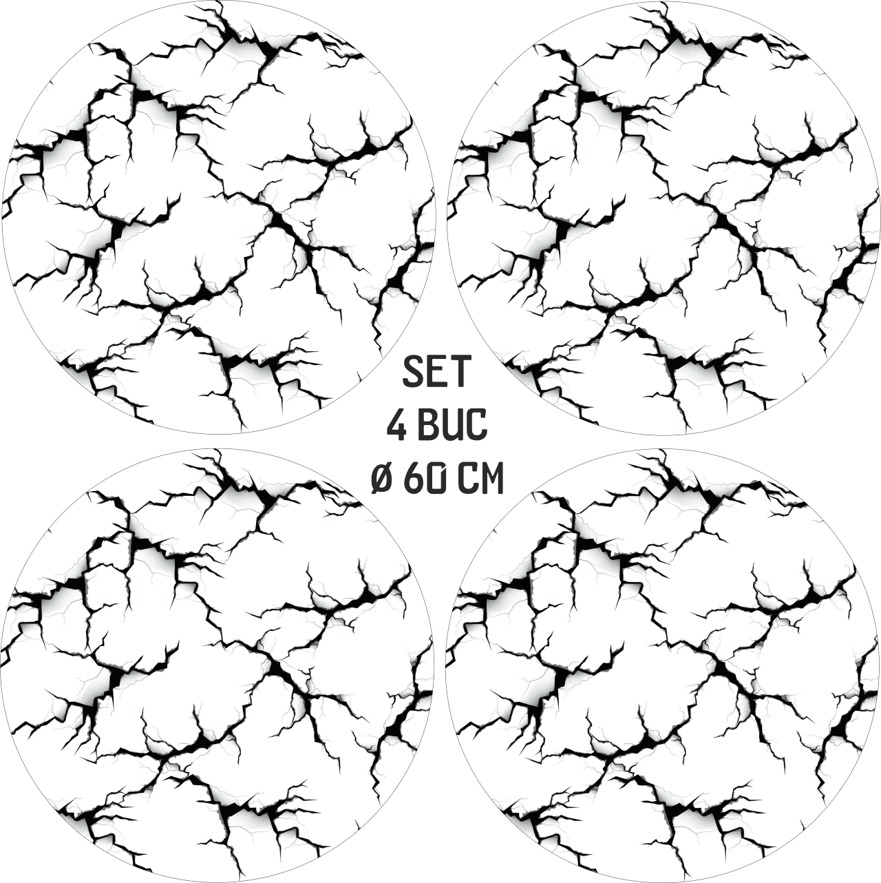 Set 4 Folii Imprimate Outdoor cu EcoSolvent, autoadezive, pentru decorarea jantelor auto, dimetru 60 cm, model FJT-11