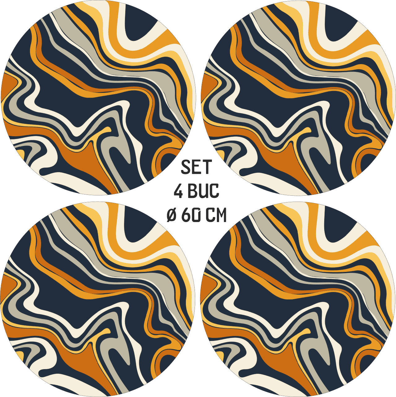Set 4 Folii Imprimate Outdoor cu EcoSolvent, autoadezive, pentru decorarea jantelor auto, dimetru 60 cm, model FJT-21