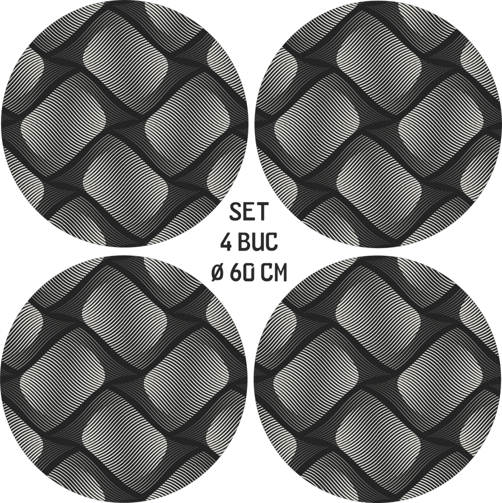 Set 4 Folii Imprimate Outdoor cu EcoSolvent, autoadezive, pentru decorarea jantelor auto, dimetru 60 cm, model FJT-22