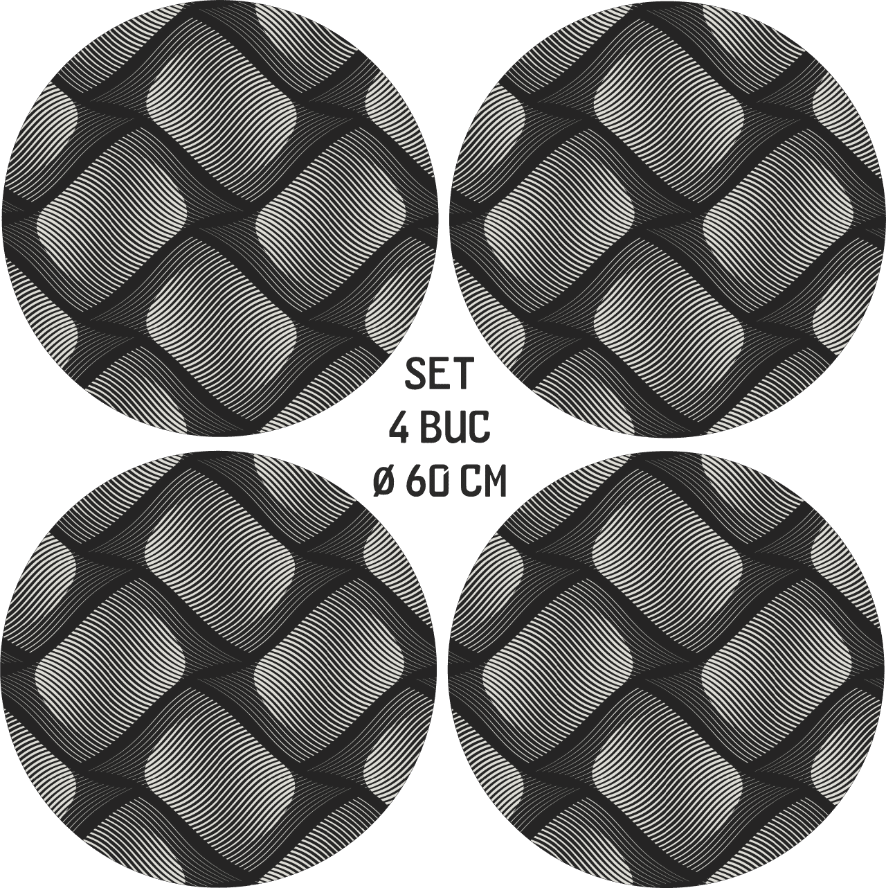 Set 4 Folii Imprimate Outdoor cu EcoSolvent, autoadezive, pentru decorarea jantelor auto, dimetru 60 cm, model FJT-22